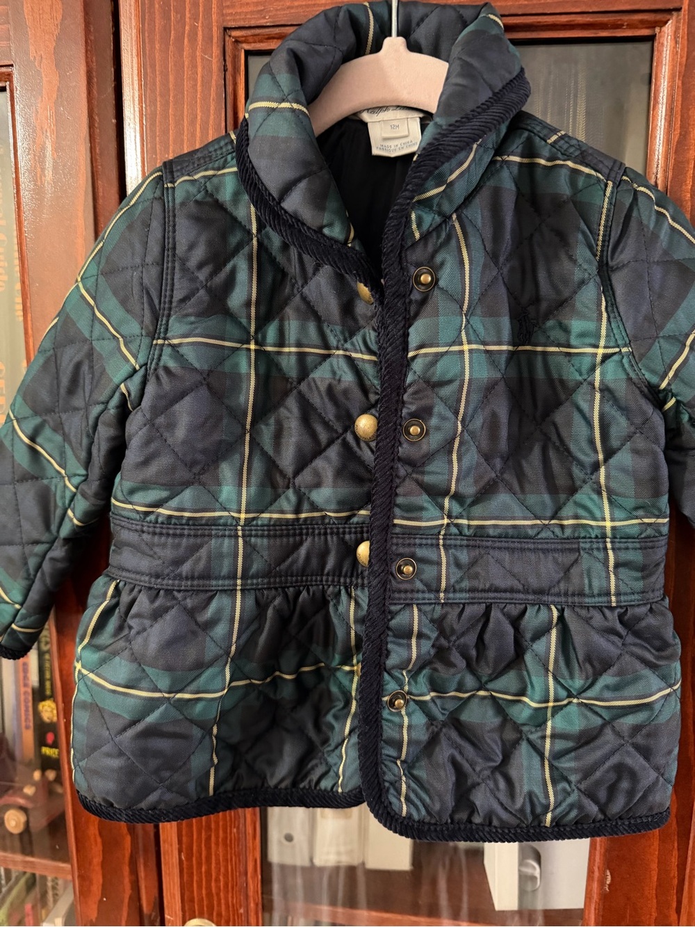 Ralph Lauren Quilted Plaid Infant Jacket - Green/Blue Size 12 Months - Picture 12 of 12